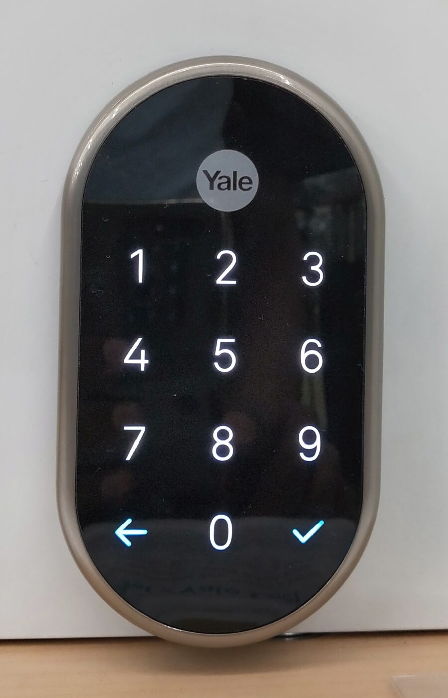 A keypad smart lock with a touchscreen number pad