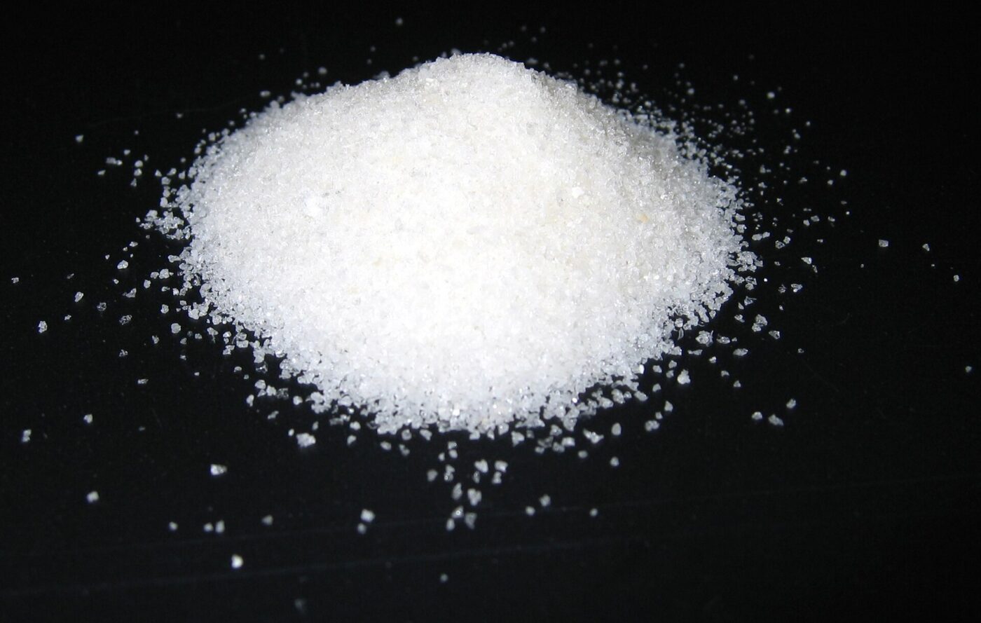 Dry superabsorbent polymer granules, the kind of material used to make water beads.