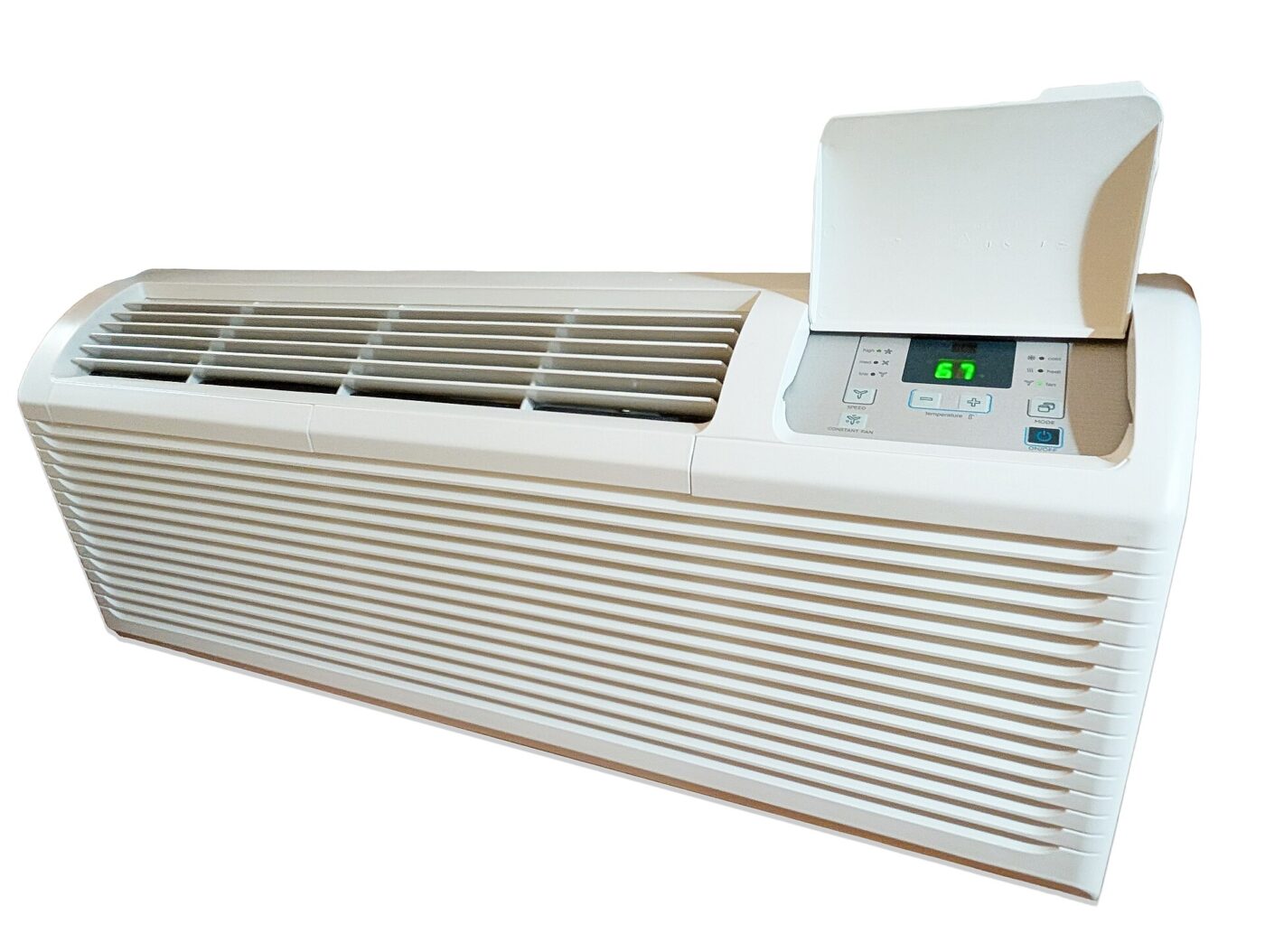 A packaged through-the-wall room air conditioning unit photographed against a plain white background